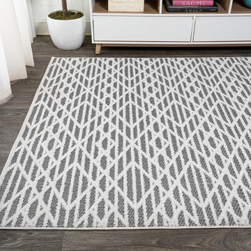 Ararat High-low Pile Moroccan Diamond Modern Indoor/outdoor Area Rug